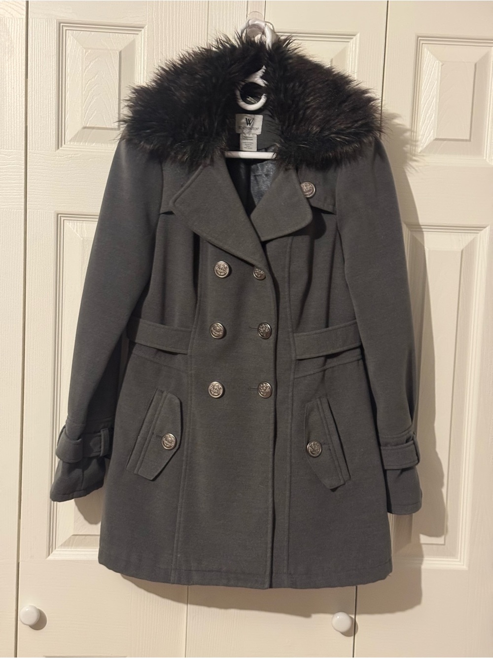 Worthington Fur Collared Pea Coat Medium